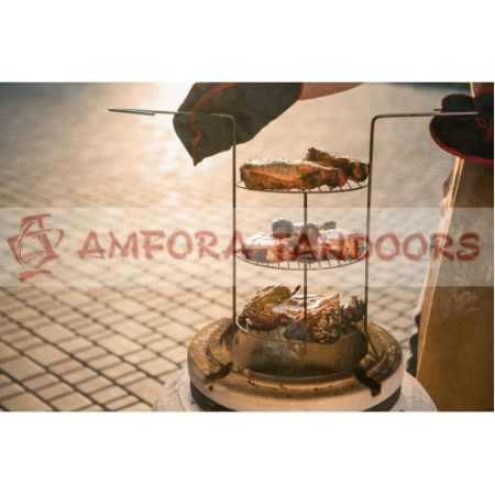 Решетка-гриль 3-х ярусная средняя для тандыра (Охотник; Есаул; Атаман; Большой; Дарстархан; Скиф) АМФОРА